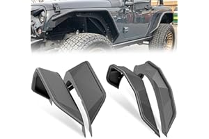 YZONA for JK 4-Piece Tubular Front and Rear Fender Flares Kit Compatible with 2007-2018 Jeep Wrangler JK JKU Unlimited 2/4 Doors, Off-Road Heavy Duty Steel Wheel Fenders Combo (Black)