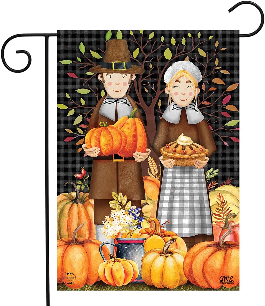 Flags - Pilgrims Thanksgiving Garden Flag Pumpkins Pie 12.5