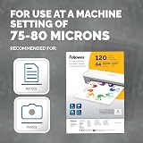 Fellowes 120pk A4 Laminating Pouches Glossy Finish 80 Micron 120 Sheets view 3