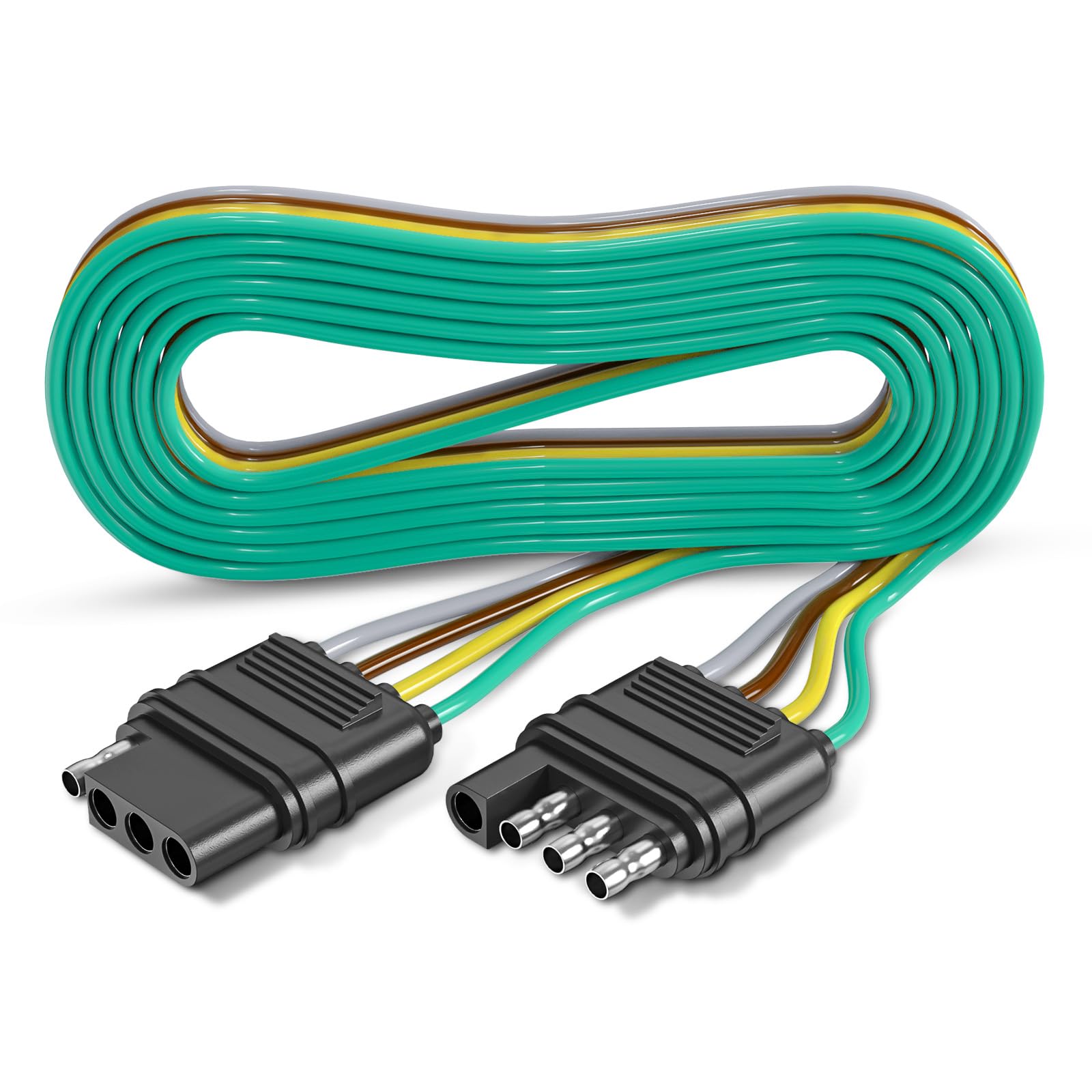 Photo 1 of Nityrish 4 Pin Trailer Connector Harness Extension 80 Inch, 16AWG 4 Way Trailer Plug Flat Wire Extender, Male to Female Trailer Light Connector for Hitch, Utility, Boat, or RV Trailers