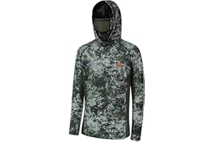 BASSDASH UPF 50+ Men’s Hunting Shirts with Mask Long Sleeve Camo Fishing Hoodie