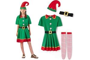 NEDROMYM Christmas Costume Outfit for Boys Girls, Elf Costume Cosplay Xmas Party Festive Outfits for Kids 2 3 4 5 6 7 8 Year