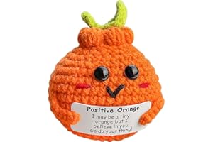 Krinisou Crochet Positive Orange, Emotional Comforting Support Knitted Fruit with Inspirational Card, Mini Cheer Up Gifts for Her Women Friends 1PC