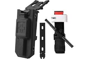 RIUORKIE Locking Clip Tourniquet Holder with Tourniquet, Tourniquet Holder Pouch Applicable for Tourniquet Gen 7 and Older Molle Tourniquet Holder for Duty Belt, Molle Equipment, Police Gear and etc.