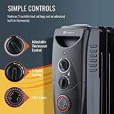 PureMate 2500W Oil Filled Radiator 11 Fin 3 Power Settings Thermostat Timer view 4