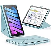 INFILAND Case for iPad mini 7 (A17 Pro) 2024 / iPad mini 6 2021, Magnetic Origami Slim Protective Case, Book-Style Foldable Cover with Pencil Holder, Multi-Angle Stand, Auto Wake/Sleep, Sky Blue