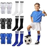 3 Pairs Soccer Shin Guards for Kids Youth+ 3 Pairs Long Soccer Socks Flexible Football Shin Pads Shin Protectors for 6-15 Years Old Boys Girls Children Teenagers for Boys and Girls for Football Games