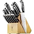 HENCKELS Statement Kitchen Knife Set with Block, 15-pc, Chef Knife, Steak Knife set, Kitchen Knife Sharpener, Light Brown