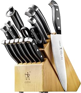HENCKELS Statement Kitchen Knife Set with Block, 15-pc, Chef Knife, Steak Knife set, Kitchen Knife Sharpener, Light Brown