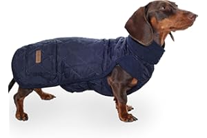 ETIAL Dachshund Winter Coat, Water Resistant Warm Dog Jacket with Leash Hole, Elongated Design for Long Body Dogs, Fleece Lin