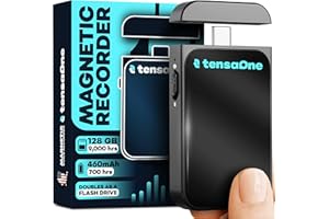 TensaOne Voice Activated Recorder – Mini Audio Recording Device with Magnetic Mount, Small Portable Digital Recorders, Microphone Devices with AI Smart Noise Reduction, Wireless Sound, 128GB–9000 hrs