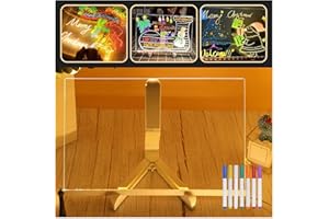 Acrylic Message Board Light Up with Adjustable Stand and 7 Colors Pen, Light Up Message Board Creative Message Board, Kids Dr