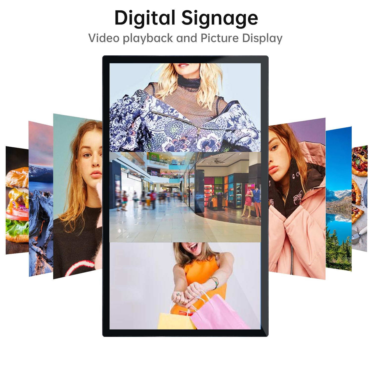 TouchWo 43 inch Capacitive Multi-Touch Screen Industrial Monitor, 16:9 Display 1920 x 1080P, Built-in Speakers, USB, VGA, DVI & HD-MI Ports, Digital Signage Displays and Player for Advertising