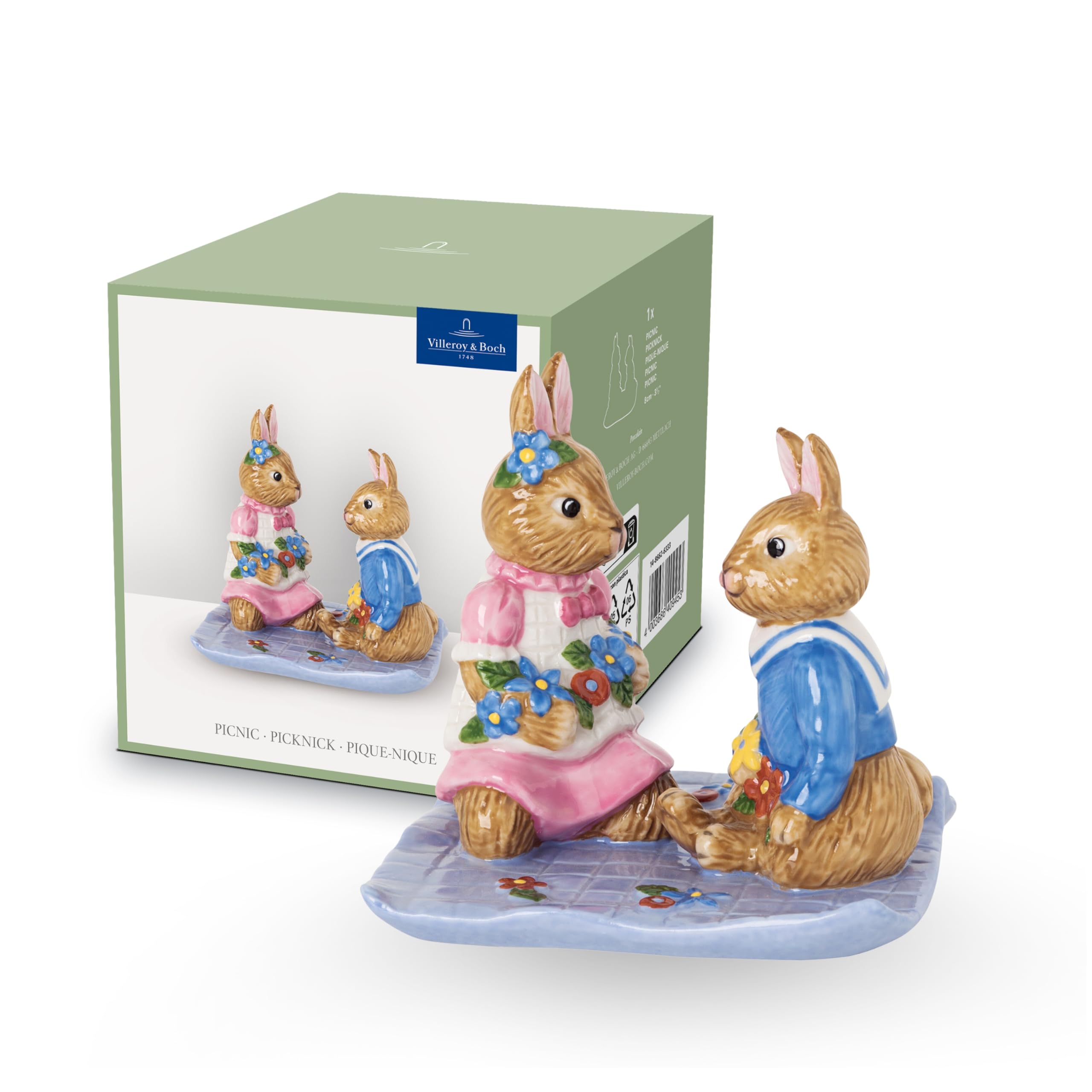 Villeroy & Boch Bunny Tales Picnic, 8 x 8 x 8 cm porcelain figurine, multicoloured