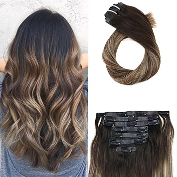 Moresoo 18 Zoll Brazilian Echthaar Extensions Pu Clip In