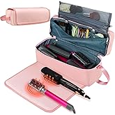 FAMOPLAY Hair Tools Travel Bag with Heat Resistant Pad, Double-Layer Travel Carrying Case for Straightener, Curling Iron, Hair Dryer, Portable Organizer