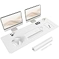YSAGi Non-Slip Leather Desk Pad Long Size, Waterproof Laptop Computer Desk Keyboard Mat, Table Protector Blotter Mat, Large Mouse Pad for Office/Work/Home/Decor(White, 47" x 17")