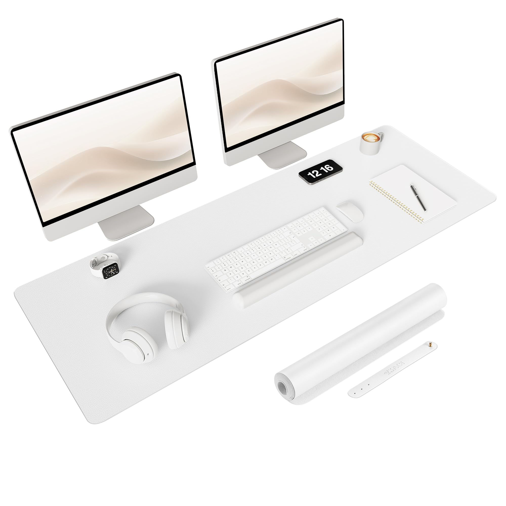 Photo 1 of YSAGi Non-Slip Leather Desk Pad Long Size, Waterproof Laptop Computer Desk Keyboard Mat, Table Protector Blotter Mat, Large Mouse Pad for Office/Work/Home/Decor(White, 47" x 17")