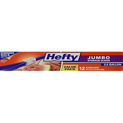 Hefty One Zip 2.5 Gallon Jumbo V&auml;skor 12 R&auml;kna l&aring;dor (paket med 3) 36 V&auml;skor Totalt