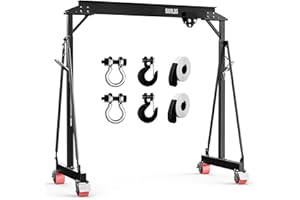 PHLEX PRO 2 Ton Gantry Crane - MAX5500Lbs, 9.06FT Maximum Capacity Width 8.53-12.47ft Adjustable Height, Lifting Gantry for Factories, Warehouses, Garage, Black