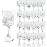 LEYIQU Plastic Wine Glasses, Plastic Goblets Vintage Style Cordial Drinking Glasses for Valentine’s Day, Wedding Reception, Grand Event Party Supplies (24, Transparent)