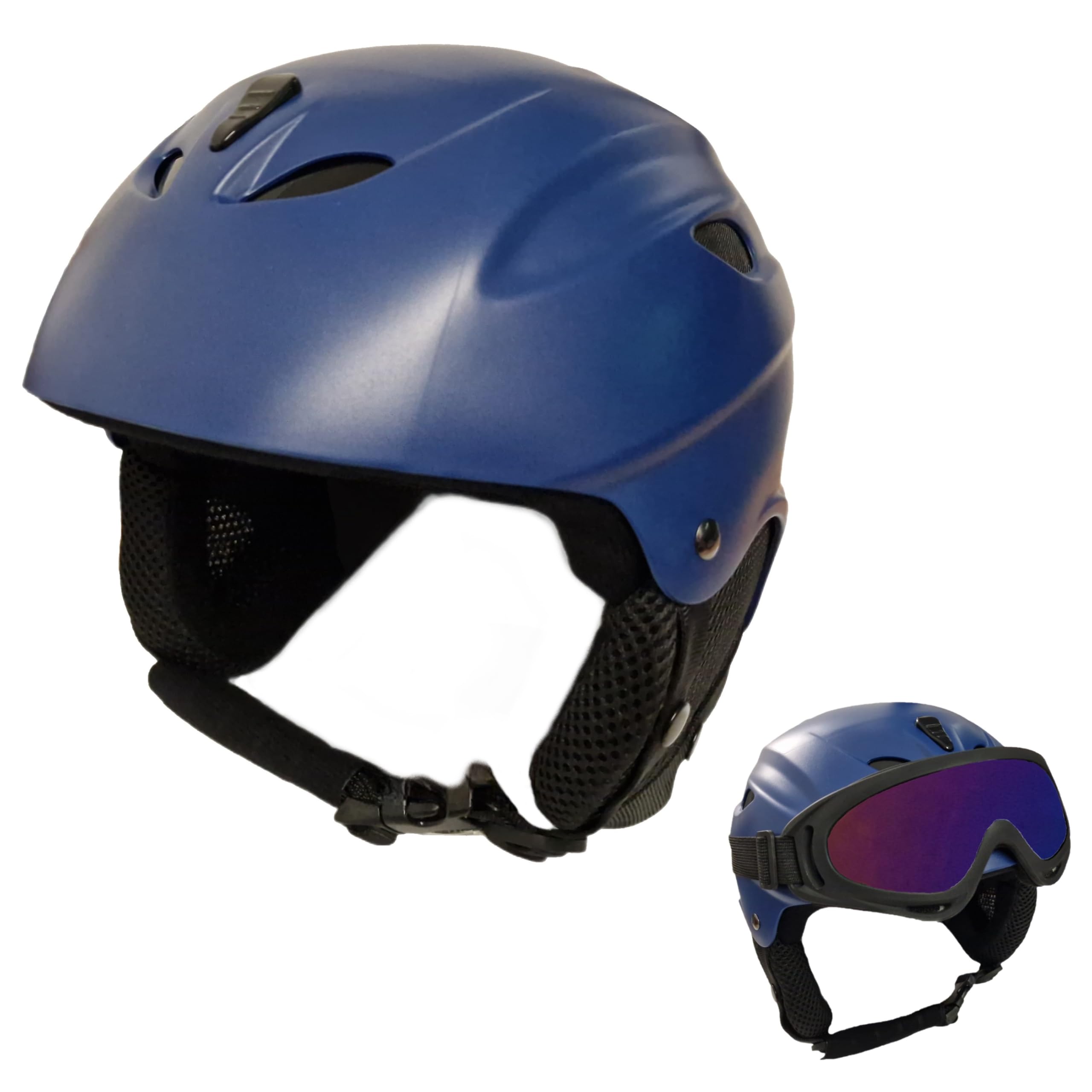 Awe ABS Junior/Adult Ski/Snowboard Helmet Matt Blue 55-58cm - Goggle Compatible