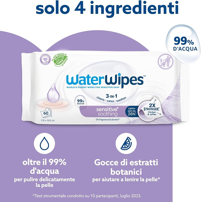 Sensitive +Soothing Wipes, Salviette Lenitive, 6 Confezioni