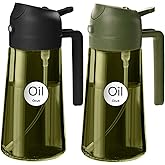 YARRAMATE 16oz/470ml Light Blocking Dark Green Oil Sprayer for Cooking with Stickers, Food-grade Premium 2 in 1 Olive Oil Dis