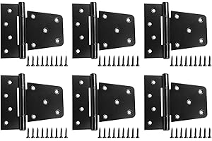EMEROLL Heavy Duty Gate Hinges 3.5 inch 6 Pack,Black Door Shed Hinges Square Barn Hinges for Shed Barn Wood Fence Gate (Included Screws)