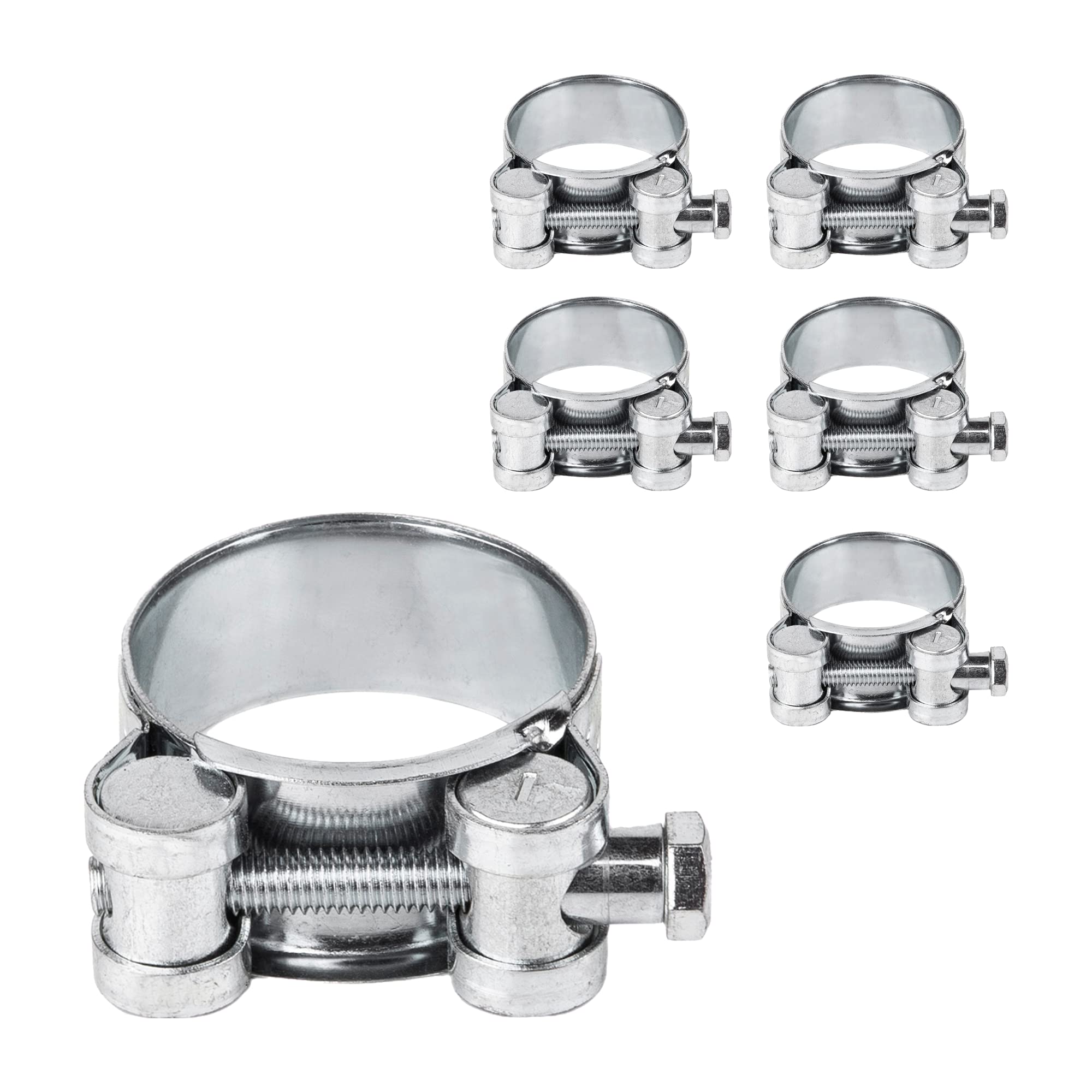 (Pack of 6 pcs) Pipe 26-28 mm Strong Reinforced Pipe Clamps, Galvanized Steel Tube Hose Clamp Fasteners (6 pcs, 26-28 mm)