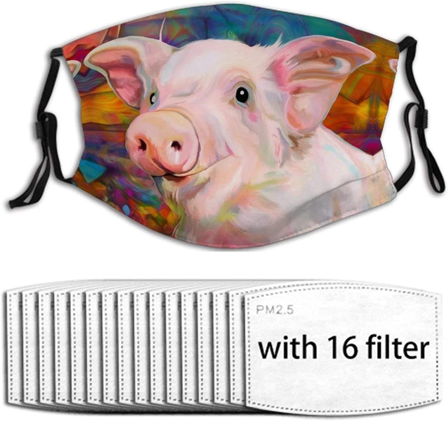 Face Mask with Design Color Pig Face Mask with 16 Filter