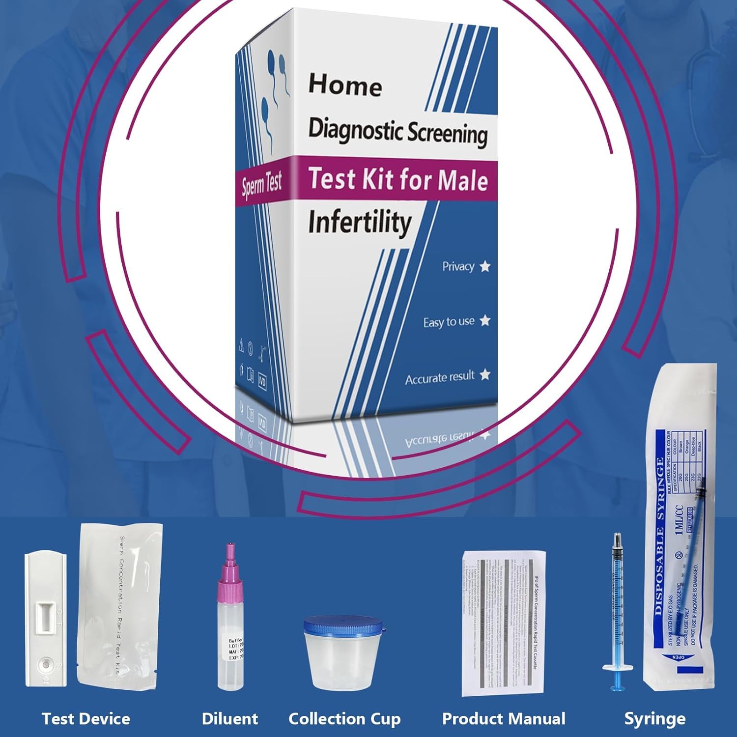 Fertility Home Test Kit for Men-Trak Plus Male Fertility Testing System- Shows Normal or Low Sperm Count- Easy to Read Results-Convenient, Accurate, Private