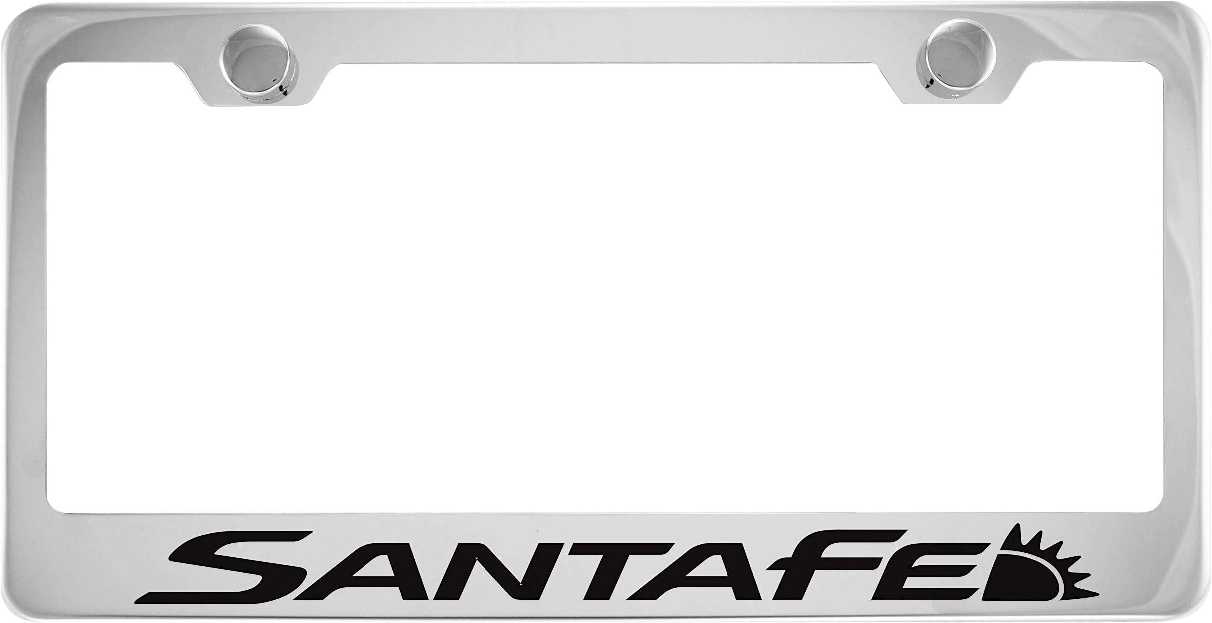 Fit Santa Fe Chrome License Plate Frame with Cap (Stainless Steel)