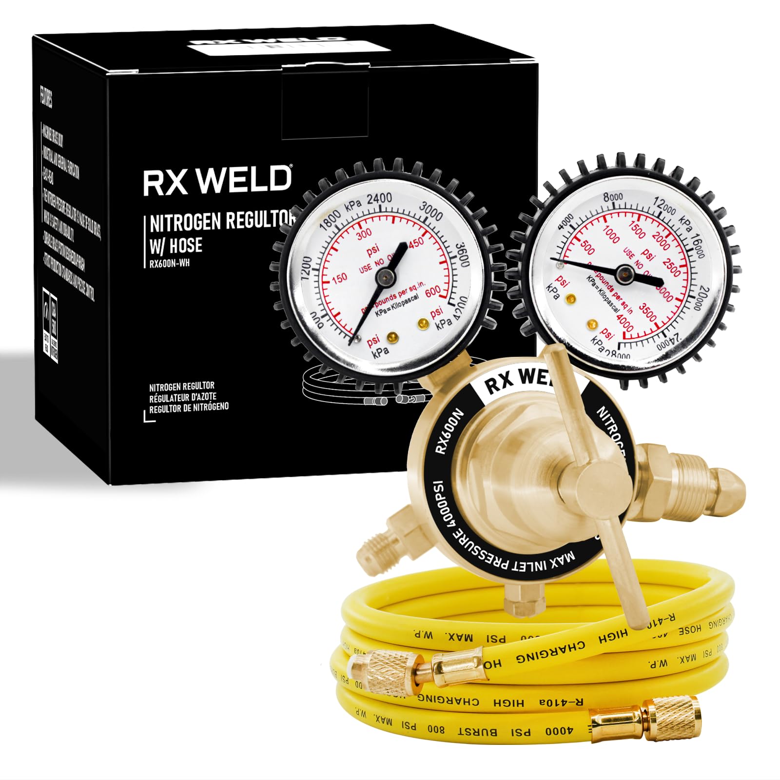RX WELD Nitrogen Regulator with 0-600 PSI, CGA580 Inlet, 1/4-Inch Male ...