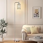 Ziisee Crystal Floor Lamp - Industrial Modern Standing Lamps with LED Bulb for Living Room Bedroom Office - Silver