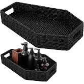 Halloween Bathroom Decor Black Coffin Tray Gothic Woven Paper Rope Basket | Rustic Gothic Coffin Decor, Decorative Spooky Storage Basket, for Cosmetics Keys Jewelry, Halloween Bathroom Organizer