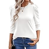 Ivicoer 3/4 Length Sleeve Womens Tops Summer Spring Tops for Women 2025 Puff Lace Sleeve Shirts Blouses