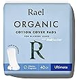 Rael Incontinence Pads for Women, Organic Cotton Cover - Postpartum Essential, Heavy Absorbency, Bladder Leak Control, 4 Layer Core with Leak Guard Technology, Long Length (Ultimate, 40 Count)