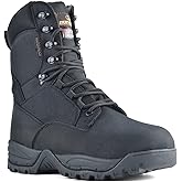 R RUNFUN Men's Waterproof Military Tactical Boots Lightweight Work Boot Insulated Hunting Boots, 8 Inches Lace-up Outdoor Boots, 400g Thinsulate