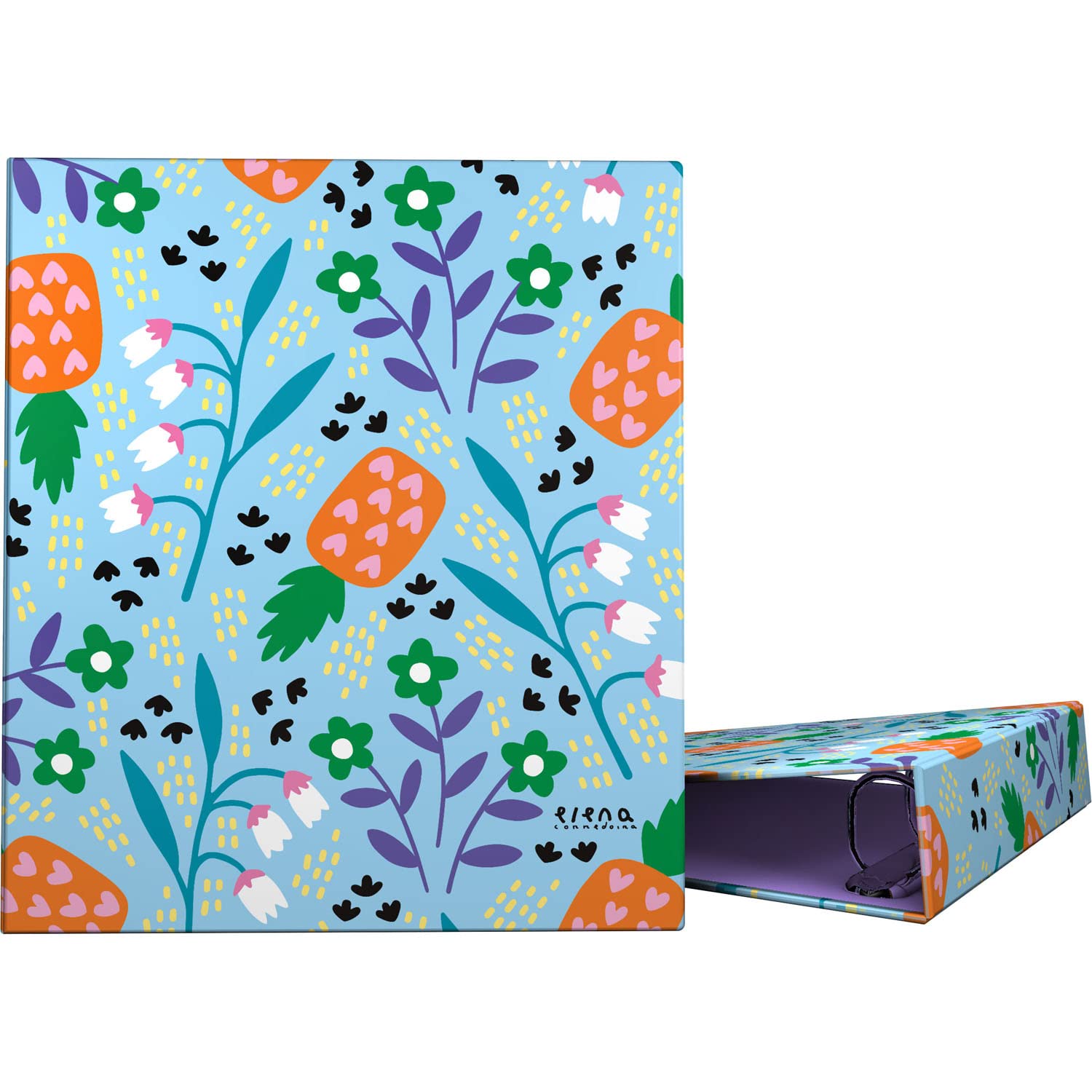 Grafoplás 88172642. A4 Ring Binder, 4 Mixed Rings 40 mm, Soft Anti-Fingerprint, Elena Corredoira Collection, Flower