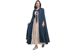 SightYoung Women Renaissance Cloak with Arm Holes,Medieval Cloak with Hood,Adult Hobbit Cape Halloween