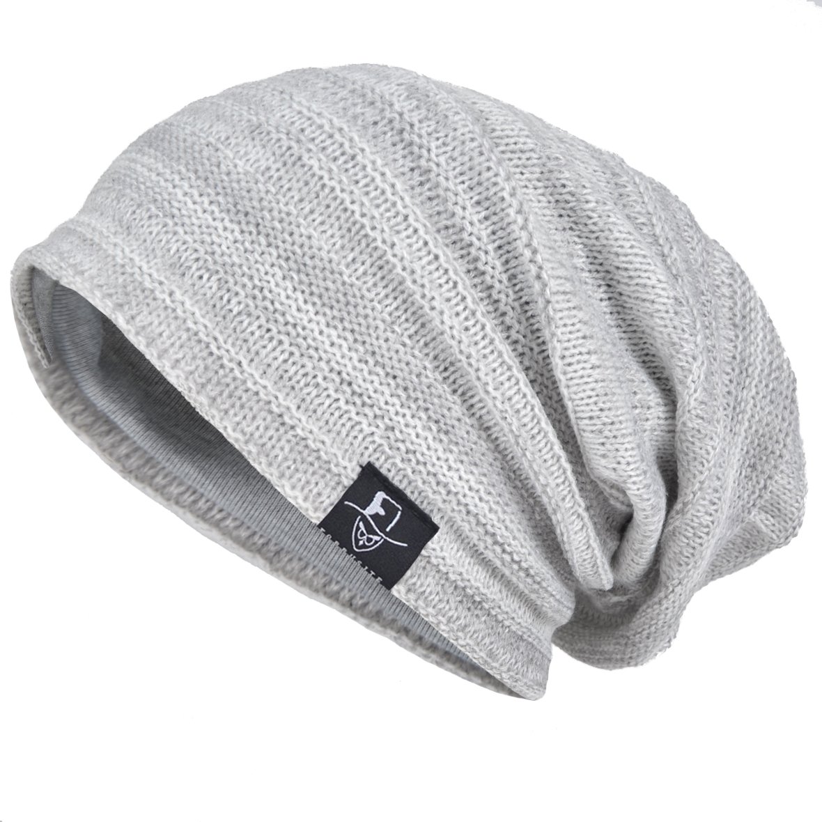 VECRY Mens Slouchy Knit Oversized Beanie Skull Caps Artistic Hats (Pale)