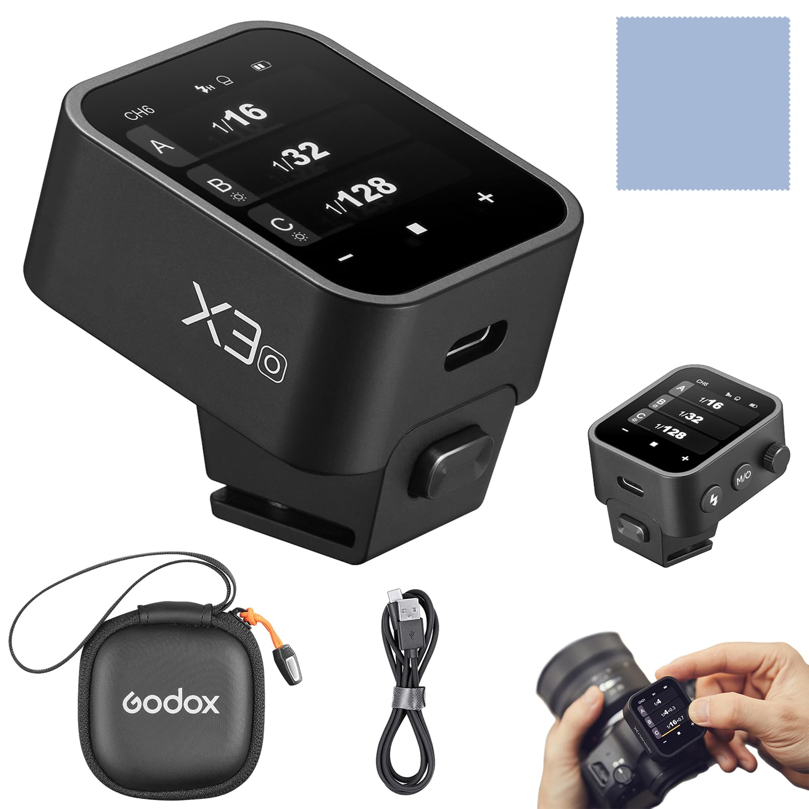 GODOX X3-O X3O TTL 2.4G Wireless Flash Trigger Transmitter Autoflash with 32 Channels 16 Groups OLED Touchscreen Multiple Flash Modes USB Port Compatible with Olympus/Panasonic