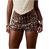 Floerns Women's Y2k Mini Shorts Sequin Cheetah Club Rave Outfit Short Hot Pants