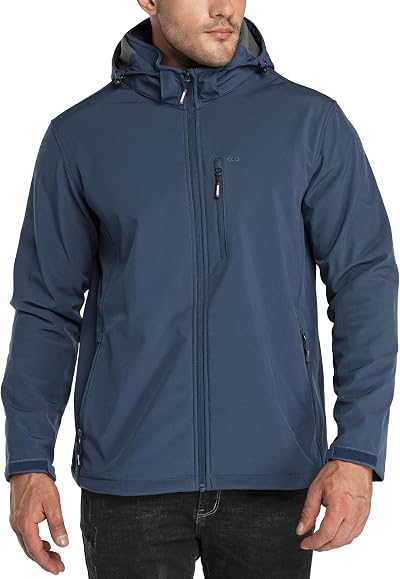 33,000ft Men’s Waterproof Softshell Jacket Navy L with Fleece Lining