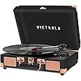 Victrola Vintage 3-Speed Bluetooth Portable Suitcase Record Player with Built-in Speakers | Upgraded Turntable Audio Sound|Black Rose Gold, Model Number: VSC-550BT-BRG