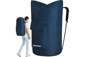 QUOVEXA Laundry Backpack Heavy Duty, 115L Extra Large Laundry Bag with Straps, Dorm Room Essential for Guys, Backpack Laundry Bag with 4 Pockets, Laundry Bag Backpack for College Dorm, Apartment, Laundromat
