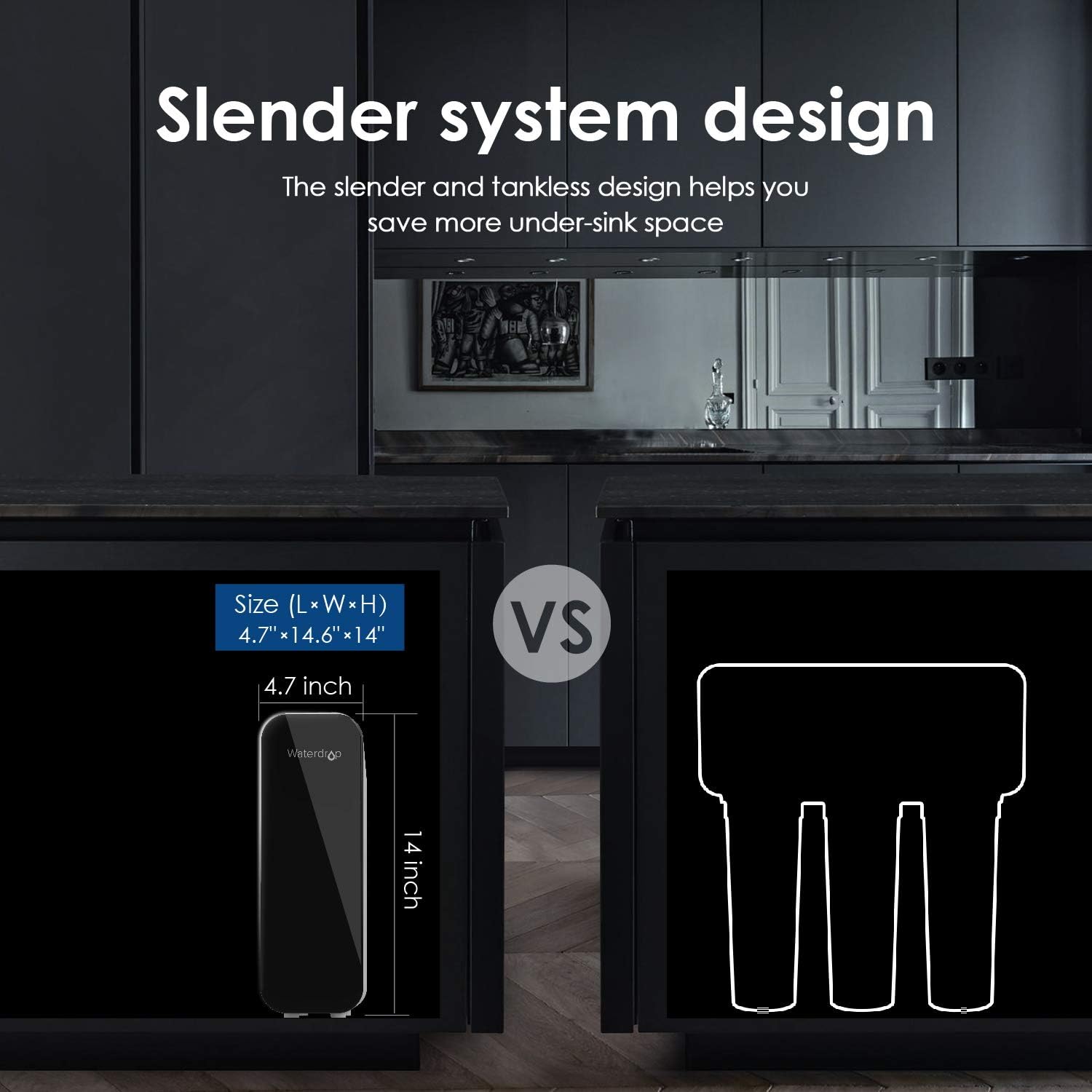 Waterdrop TSU 0.01μm Ultra-Filtration Under Sink Water Filter System, 3-Stage High Capacity to Remove 99.99% of Contaminants Larger than 0.01μm, USA Tech, Smart Panel, No Waste Water, 2 Years Lifetime: Home & Kitchen