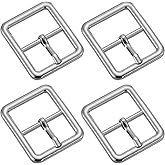 uxcell Metal Roller Buckle, Single Prong Belt Buckle Square Center Bar Buckles for Leather Craft Belt