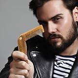 Viking Revolution Folding Beard Comb with Pouch Sandalwood Men Gift view 4
